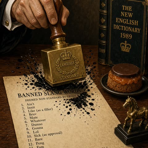 C1 · Exhibit A — the banned slang list, stamped